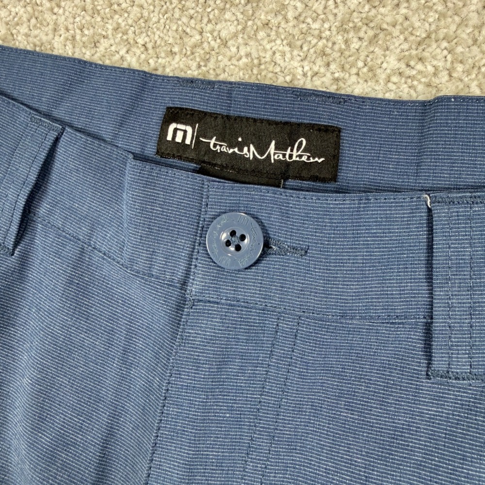 TravisMathew Golf Shorts Mens 32‎ Blue Micro Stripe Stretch Performance